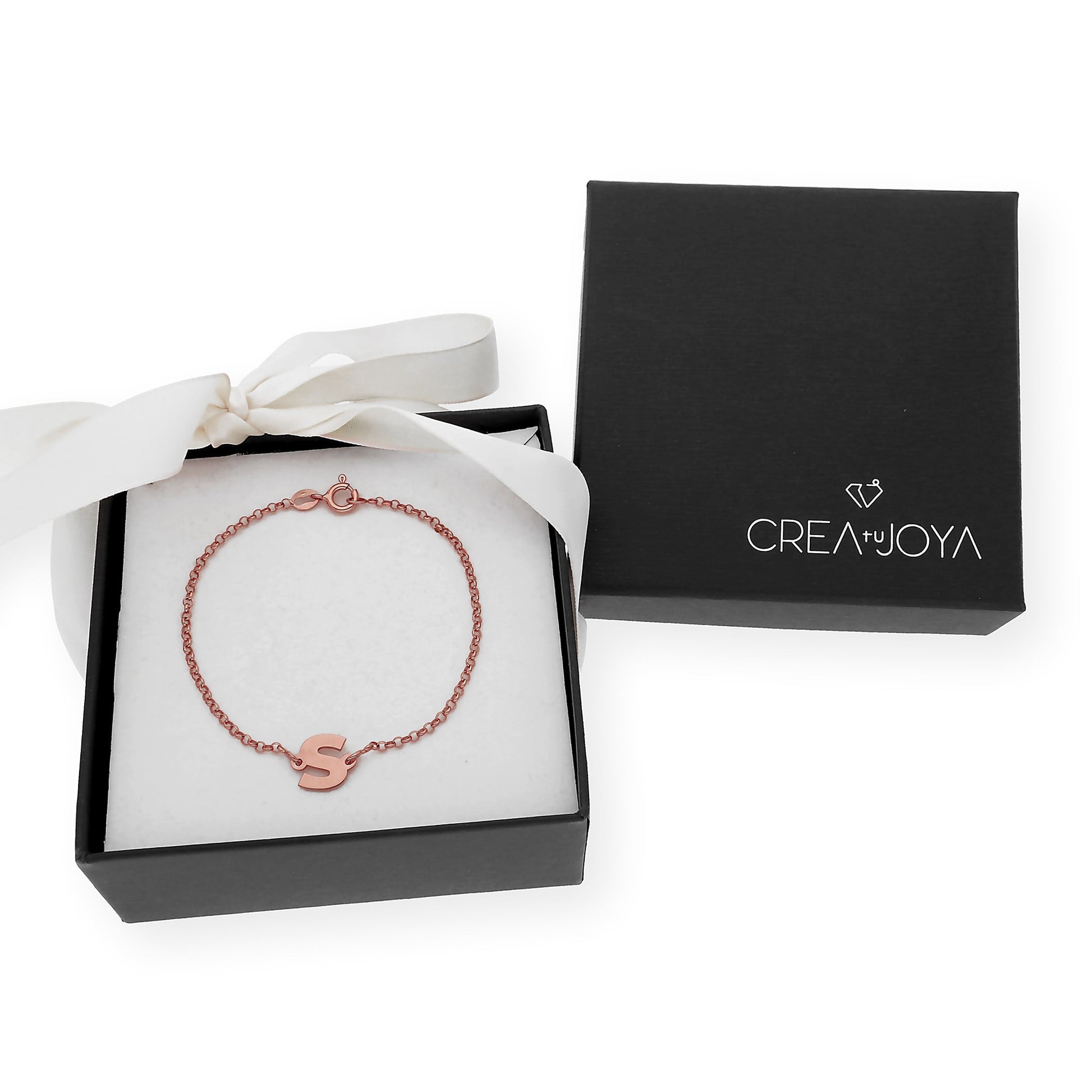 Pulsera Inicial Alison en Plata 925 con Baño de Oro Rosa 18k