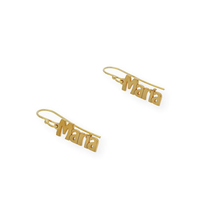Pendientes Eloise Nombre Personalizado en Plata 925 con Baño de Oro 18k
