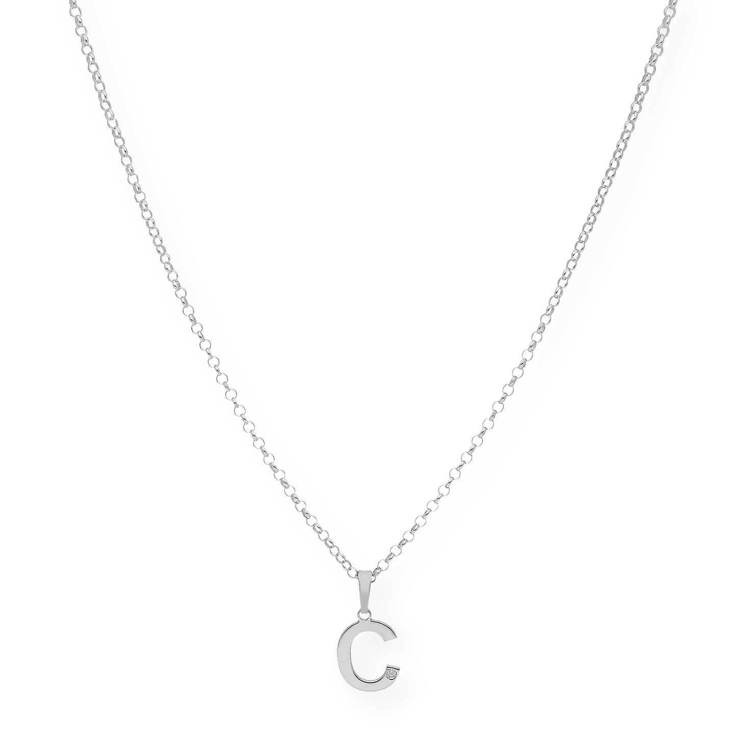 Colgante Inicial con Diamante en Plata 925