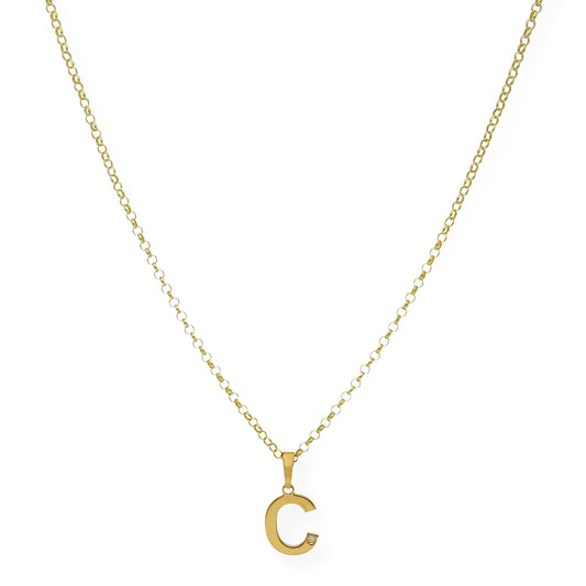 Colgante Inicial con Diamante en Plata 925 y Baño de Oro 18k