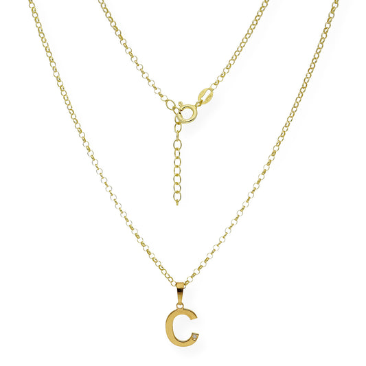 Colgante Inicial con Diamante en Plata 925 y Baño de Oro 18k