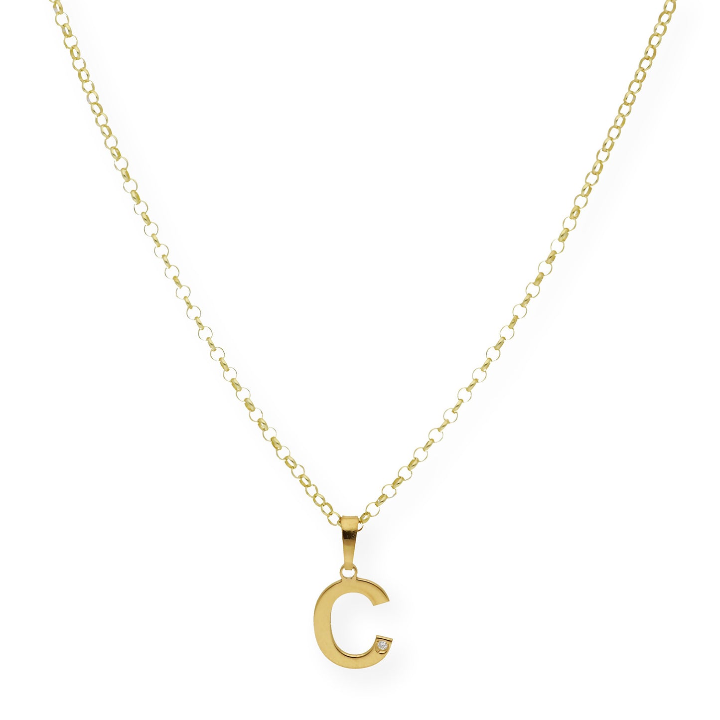 Colgante Inicial con Diamante en Plata 925 y Baño de Oro 18k