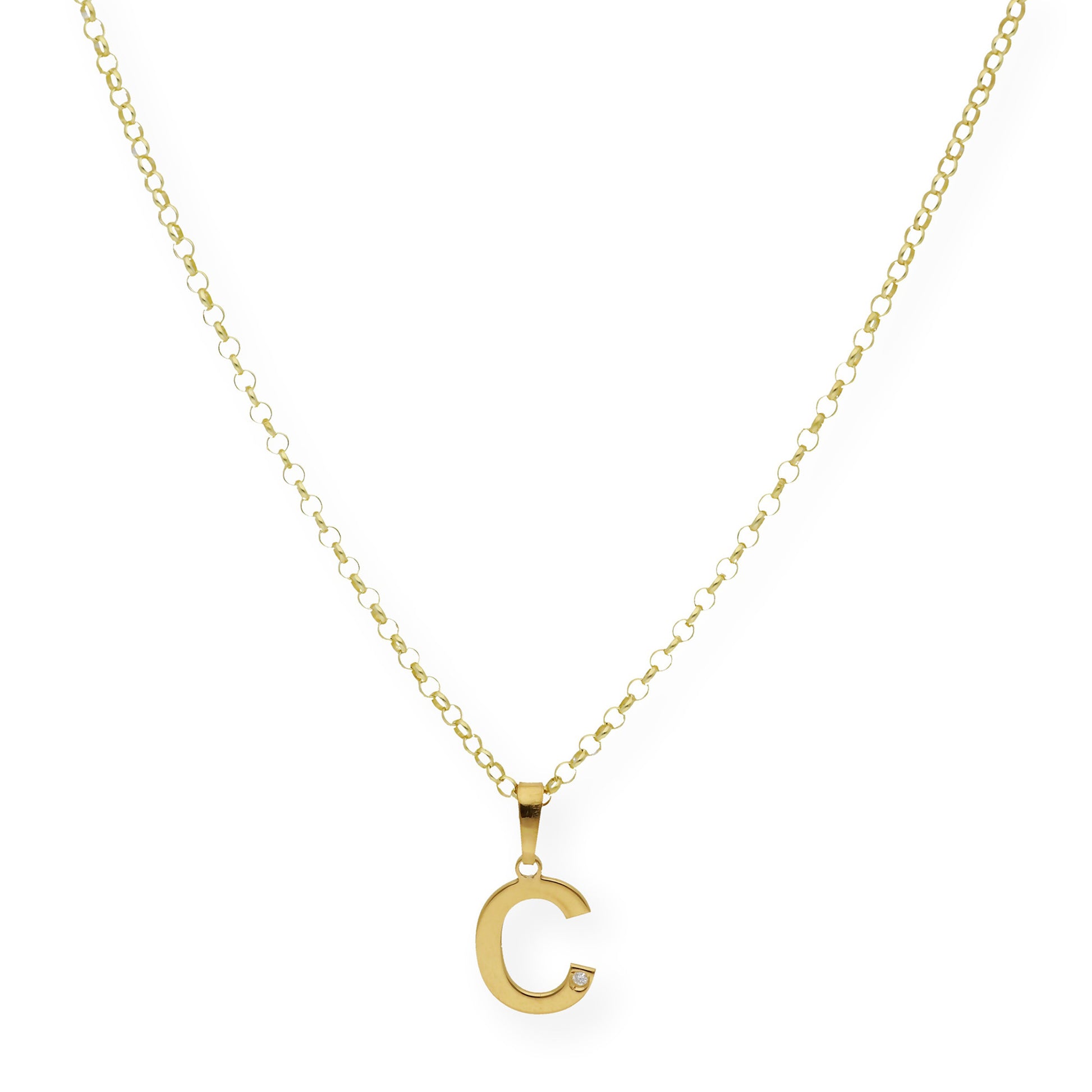 Colgante Inicial con Diamante en Plata 925 y Baño de Oro 18k