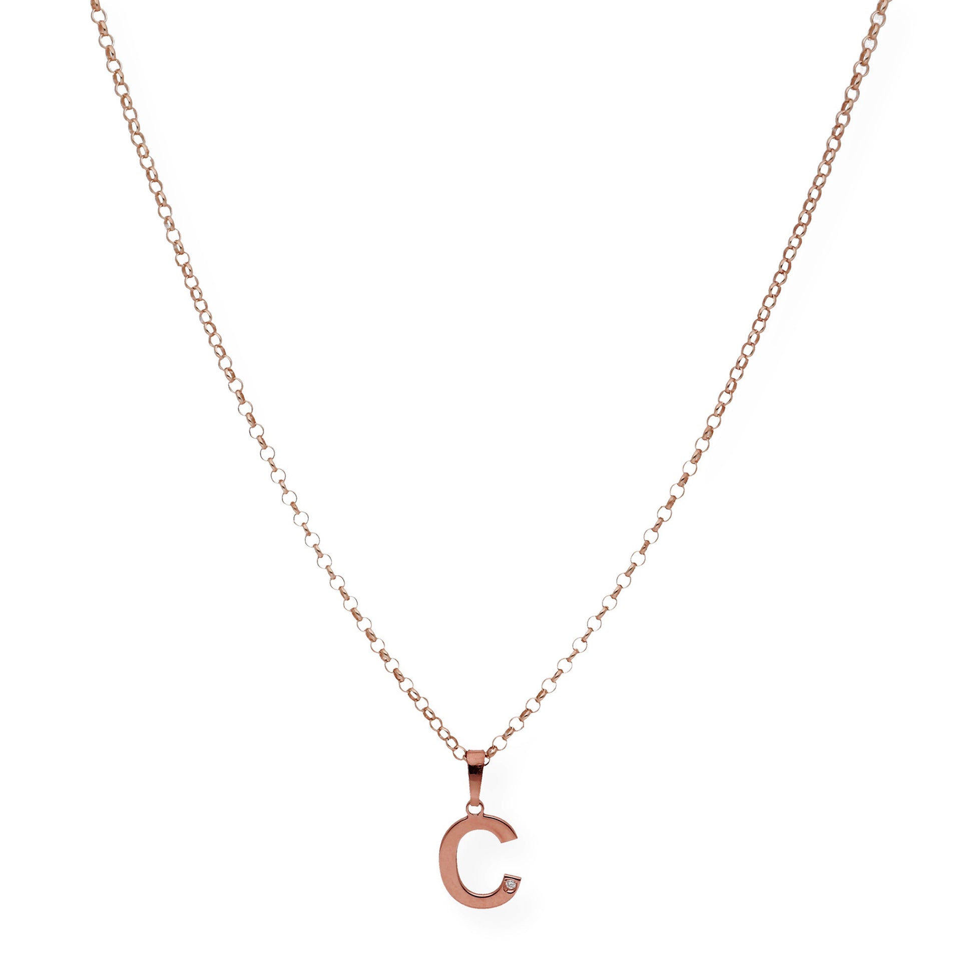 Colgante Inicial con Diamante en Plata 925 y Baño de Oro 18k
