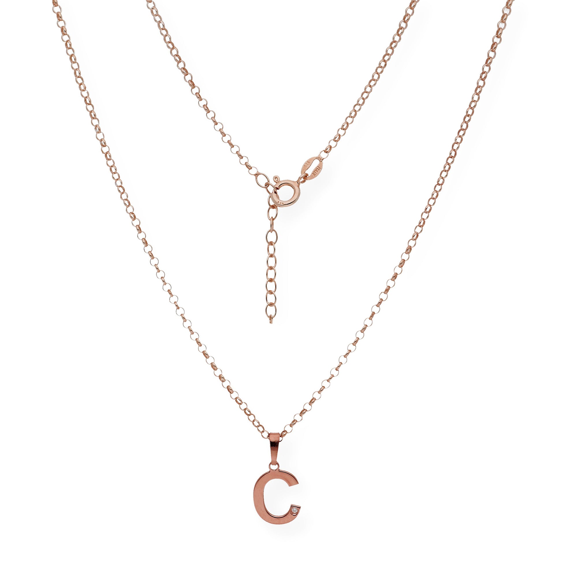 Colgante Inicial con Diamante en Plata 925 y Baño de Oro 18k