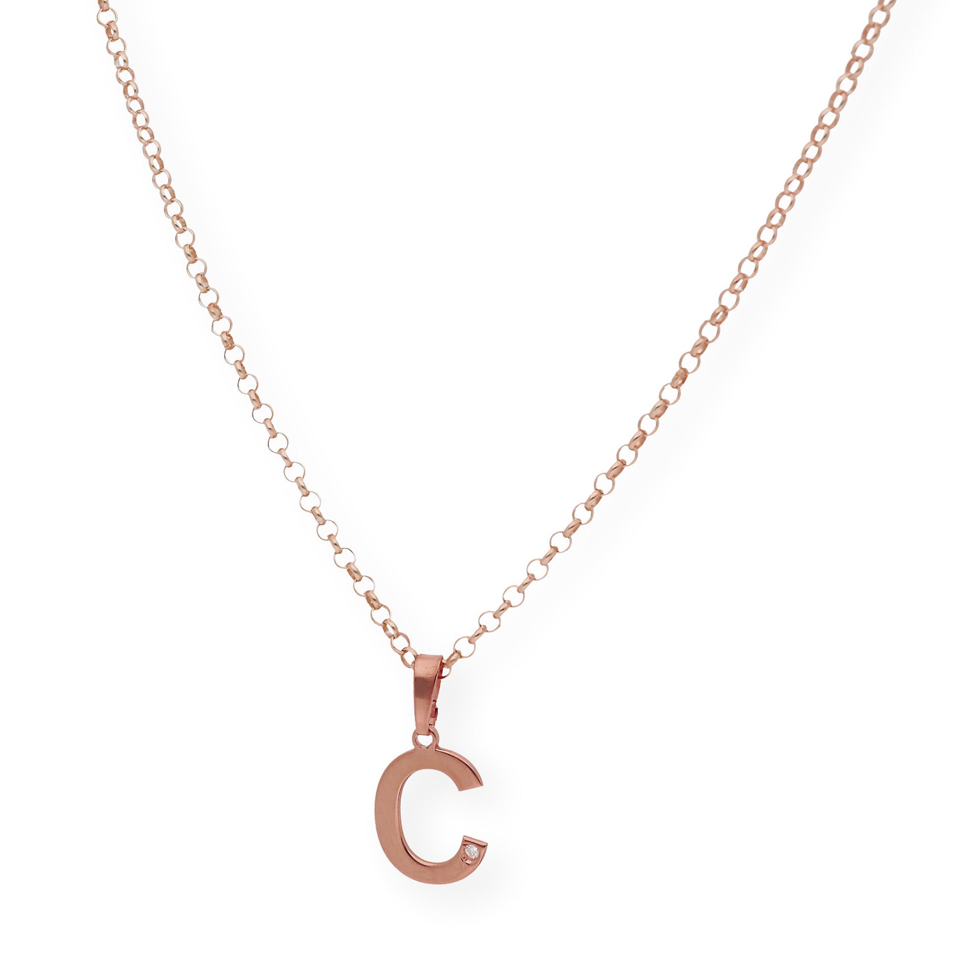 Colgante Inicial con Diamante en Plata 925 y Baño de Oro 18k