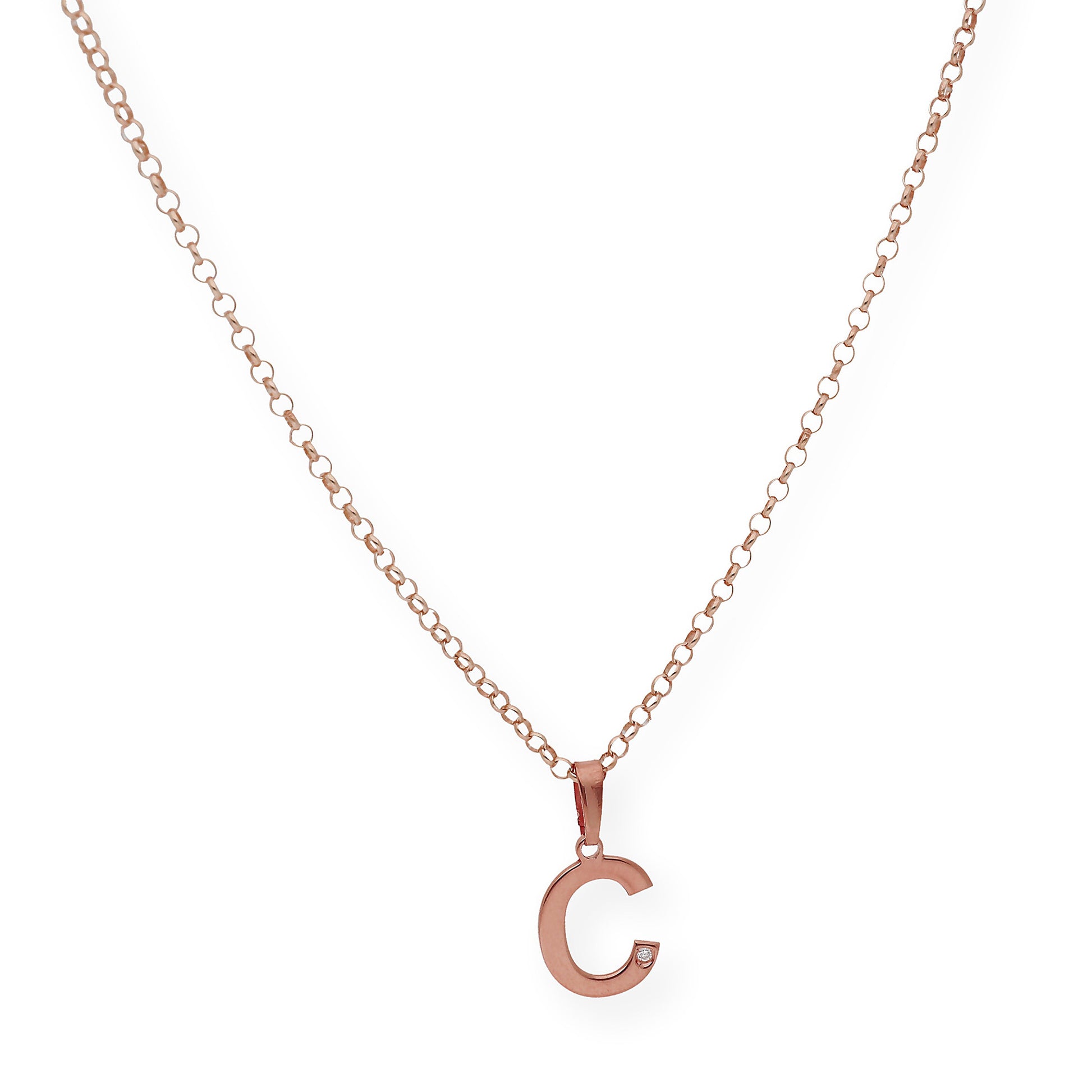 Colgante Inicial con Diamante en Plata 925 y Baño de Oro 18k