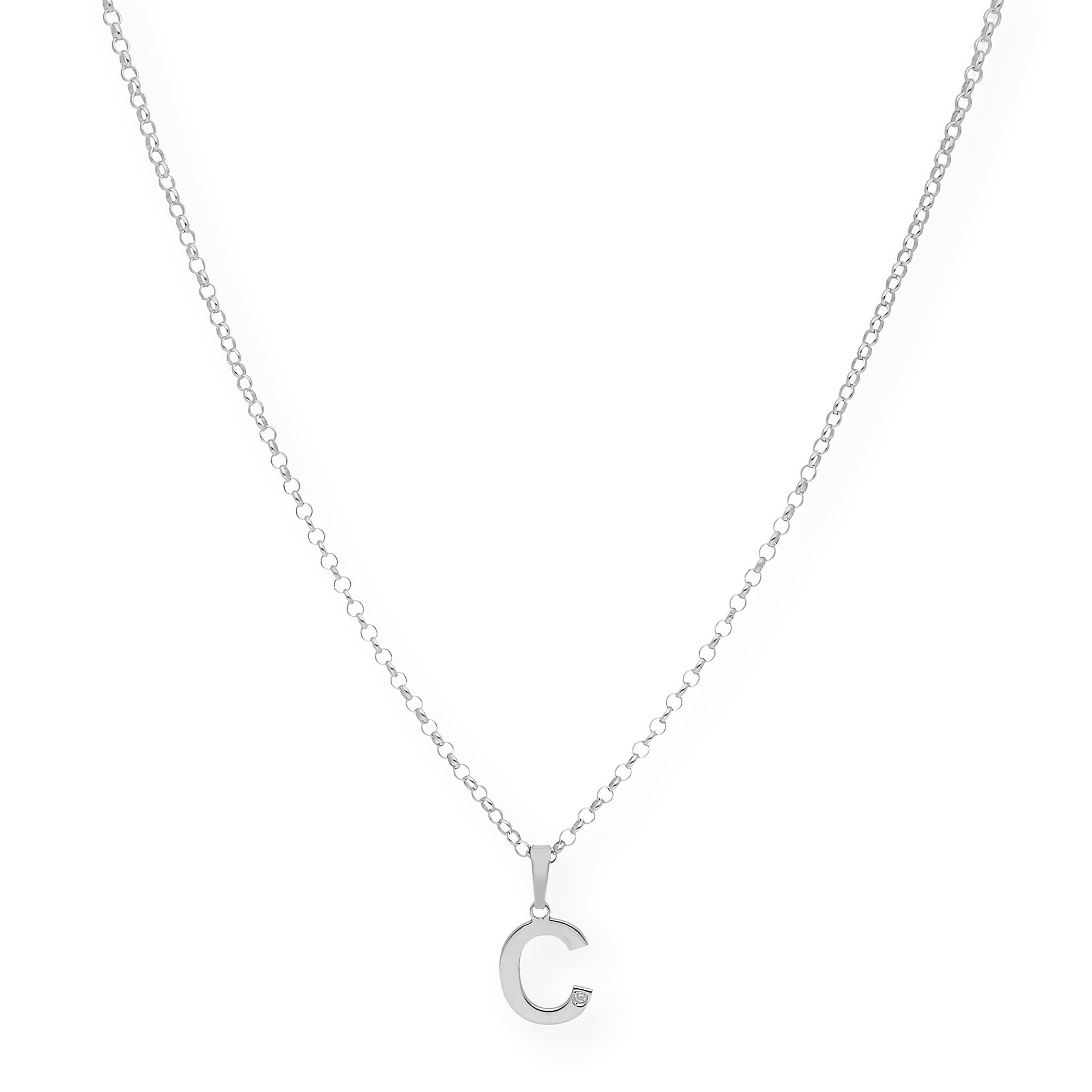 Colgante Inicial con Diamante en Plata 925 y Baño de Oro 18k