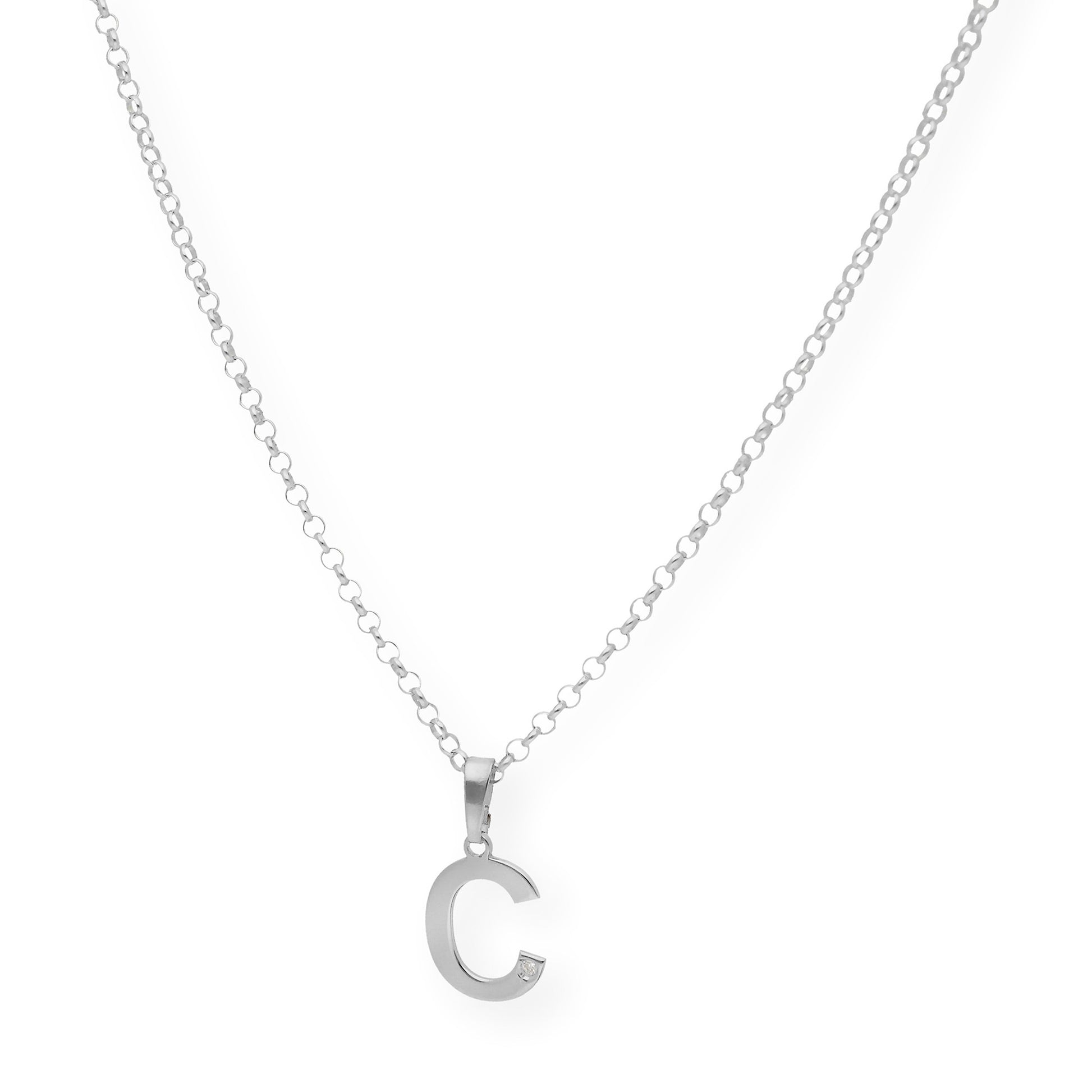 Colgante Inicial con Diamante en Plata 925 y Baño de Oro 18k