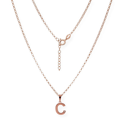 Colgante Inicial con Diamante en Plata 925 y Baño de Oro Rosa 18k