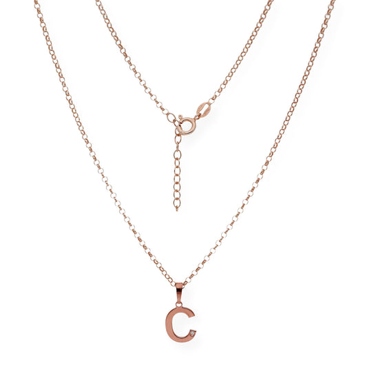 Colgante Inicial con Diamante en Plata 925 y Baño de Oro Rosa 18k