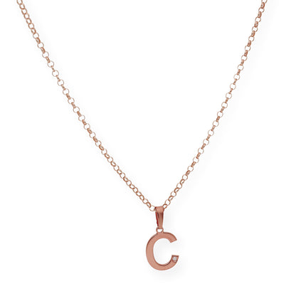 Colgante Inicial con Diamante en Plata 925 y Baño de Oro Rosa 18k