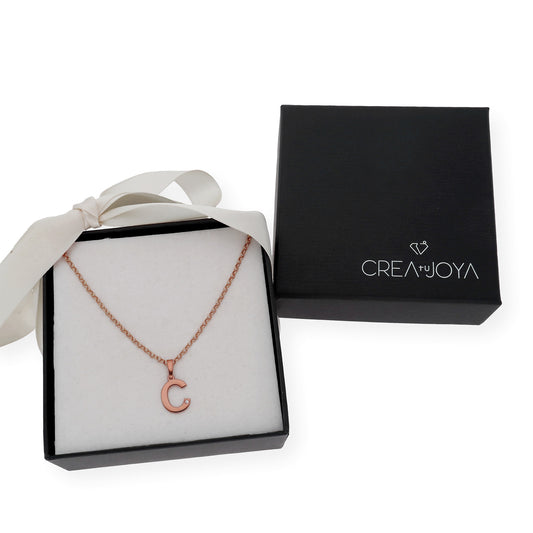 Colgante Inicial con Diamante en Plata 925 y Baño de Oro Rosa 18k