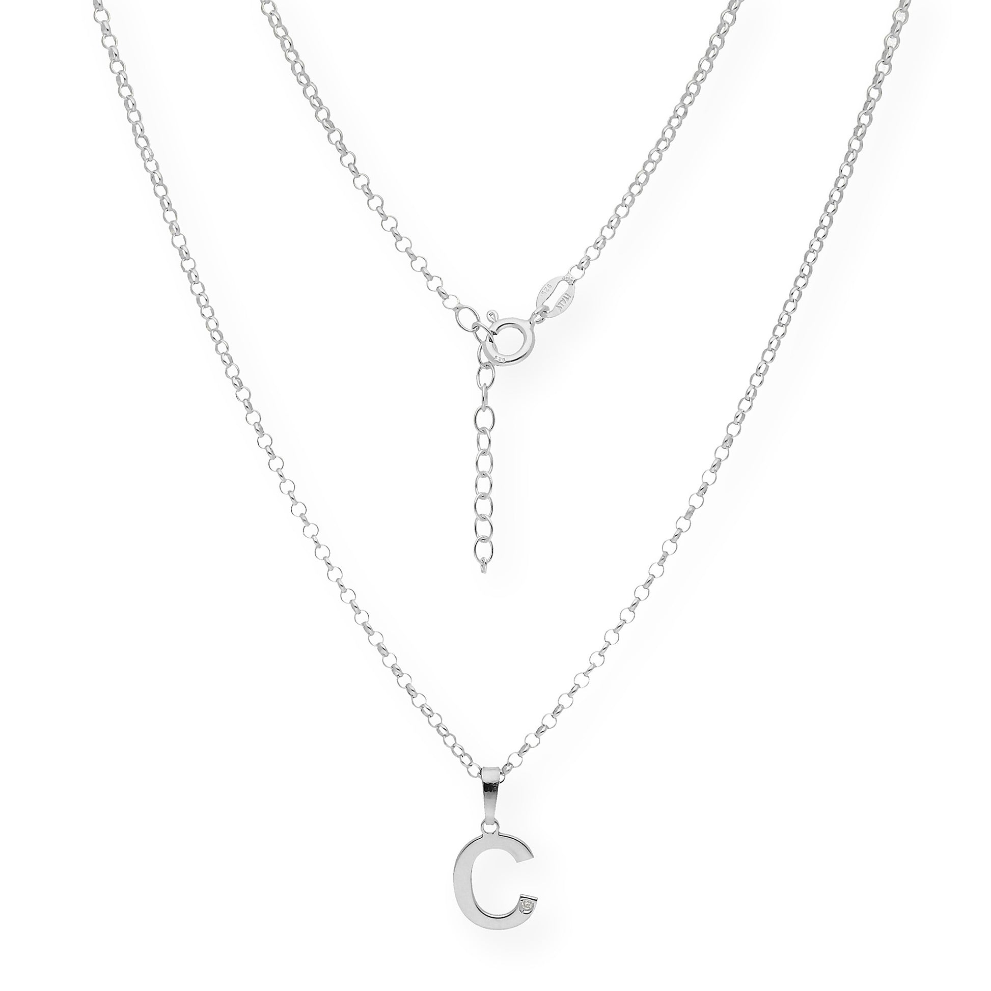 Colgante Inicial con Diamante en Plata 925 y Baño de Oro Rosa 18k