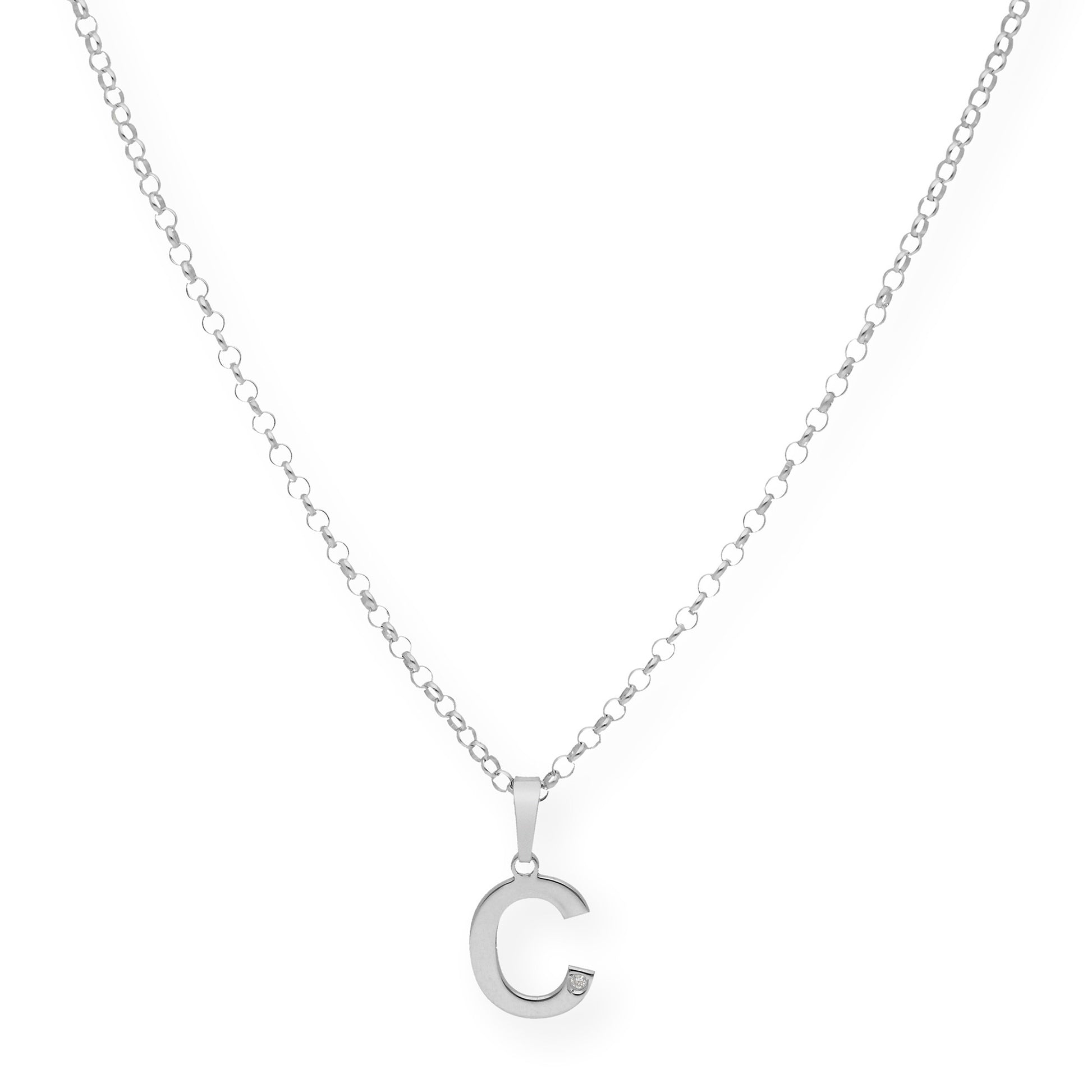 Colgante Inicial con Diamante en Plata 925 y Baño de Oro Rosa 18k