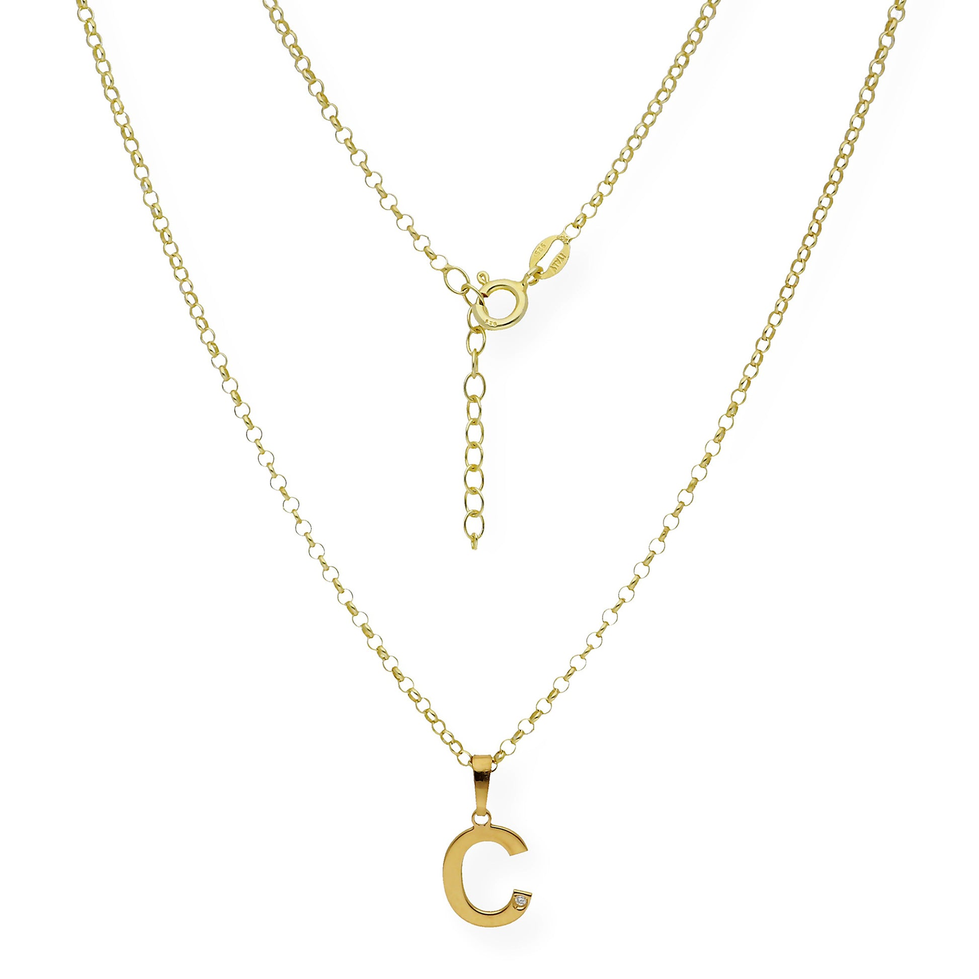 Colgante Inicial con Diamante en Plata 925 y Baño de Oro Rosa 18k