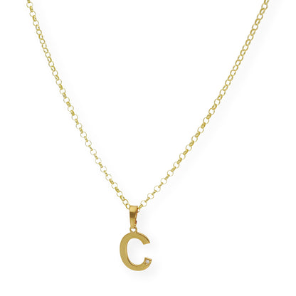 Colgante Inicial con Diamante en Plata 925 y Baño de Oro Rosa 18k