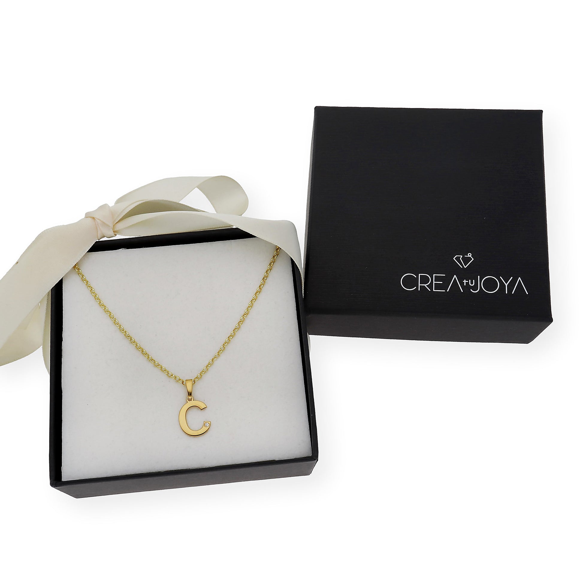 Colgante Inicial con Diamante en Plata 925 y Baño de Oro Rosa 18k