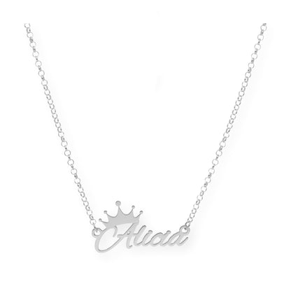 Colgante Tiapa Corona con Nombre en Plata 925 con Baño de Oro Rosa 18k