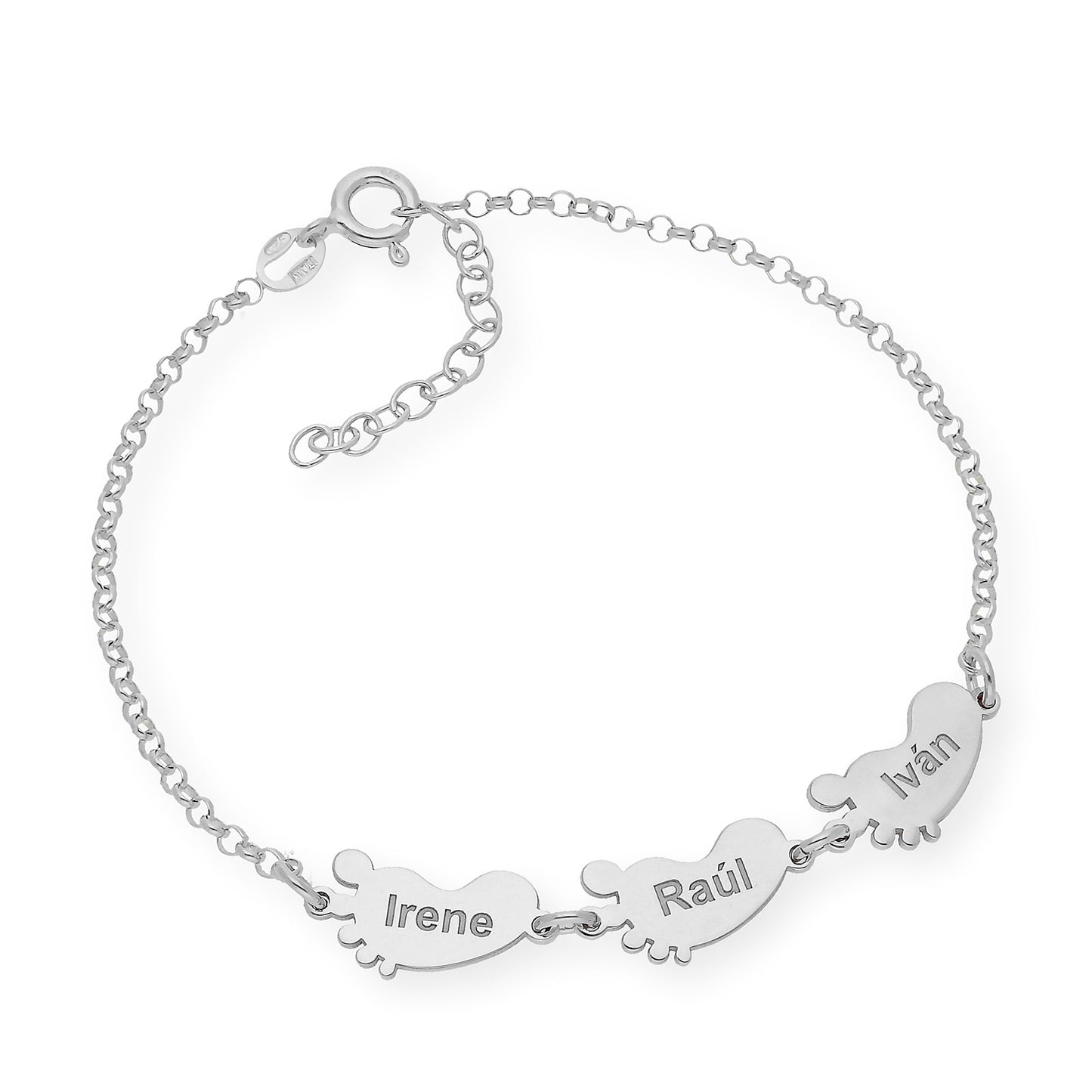 Pulsera "Mis pequeños" Pies con Nombres en Plata 925