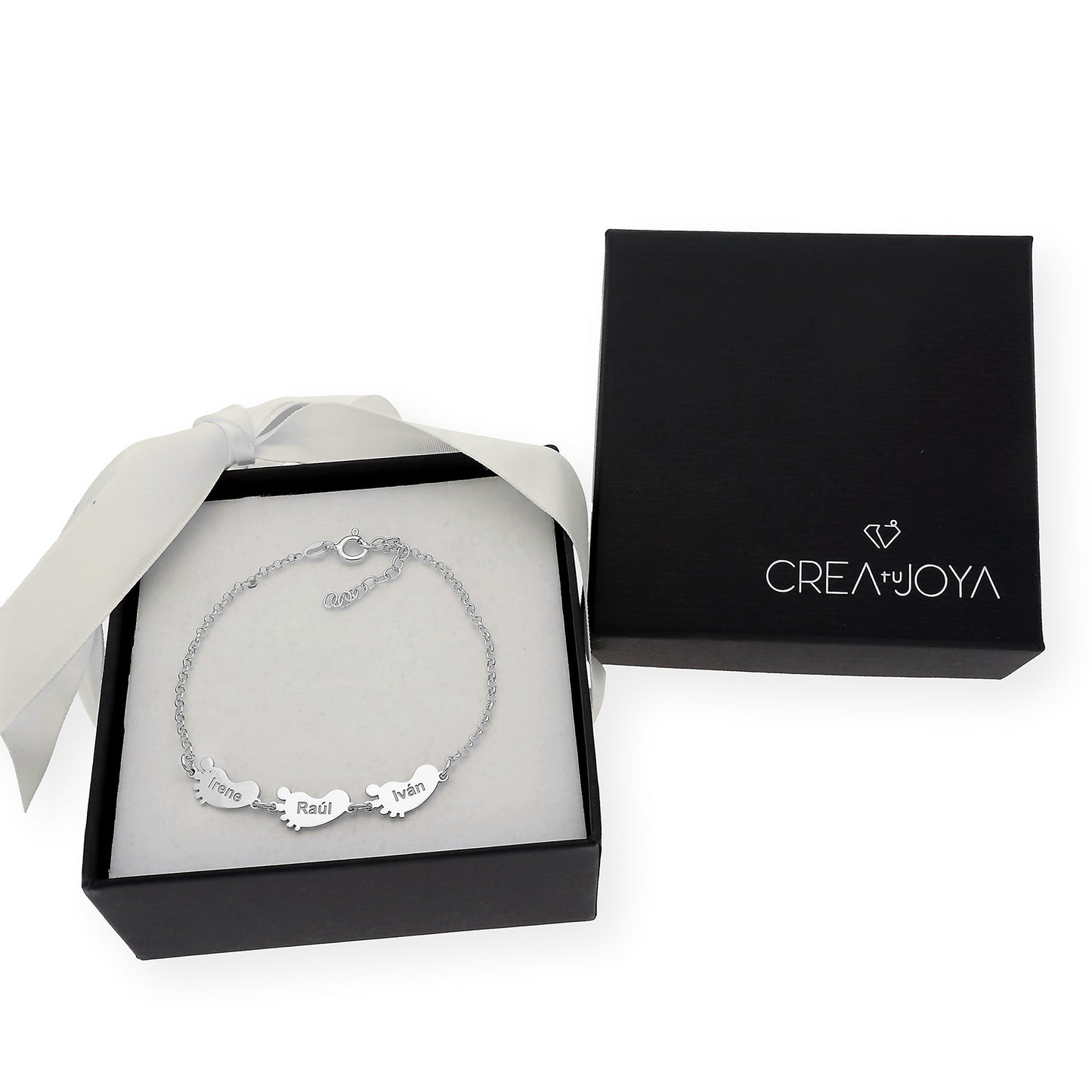 Pulsera "Mis pequeños" Pies con Nombres en Plata 925