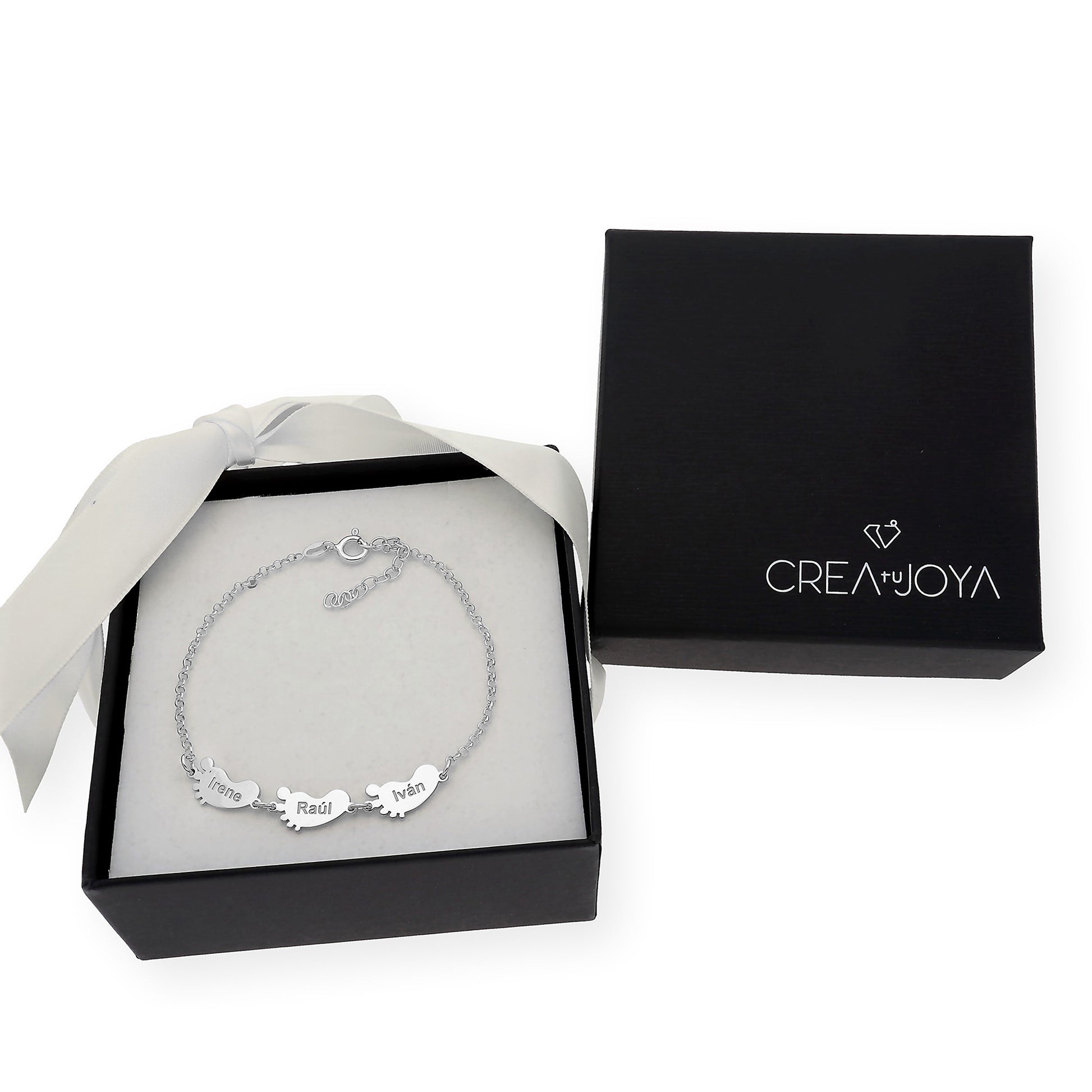 Pulsera "Mis pequeños" Pies con Nombres en Plata 925