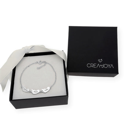 Pulsera "Mis pequeños" Pies con Nombres en Plata 925