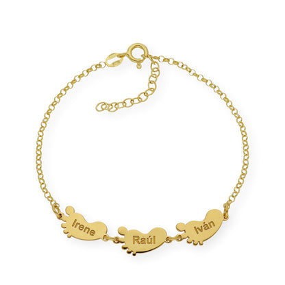 Pulsera "Mis pequeños" Pies con Nombres en Plata 925