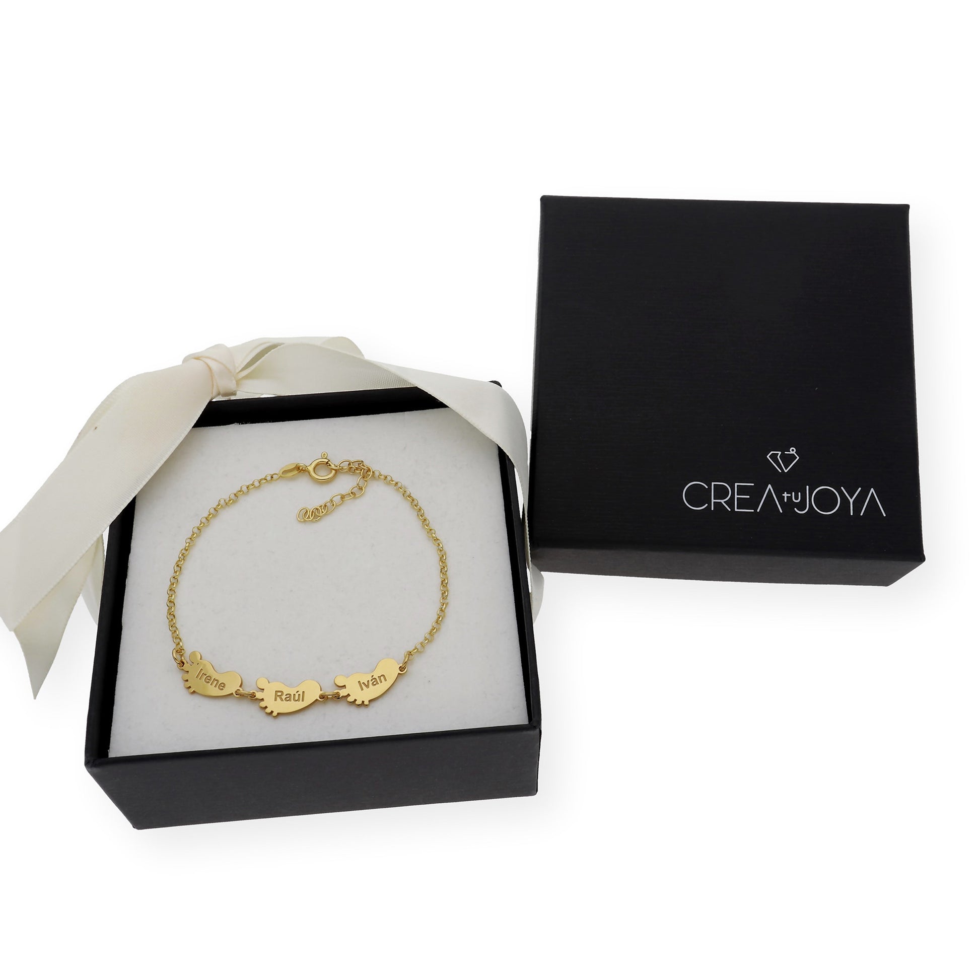 Pulsera "Mis pequeños" Pies con Nombres en Plata 925