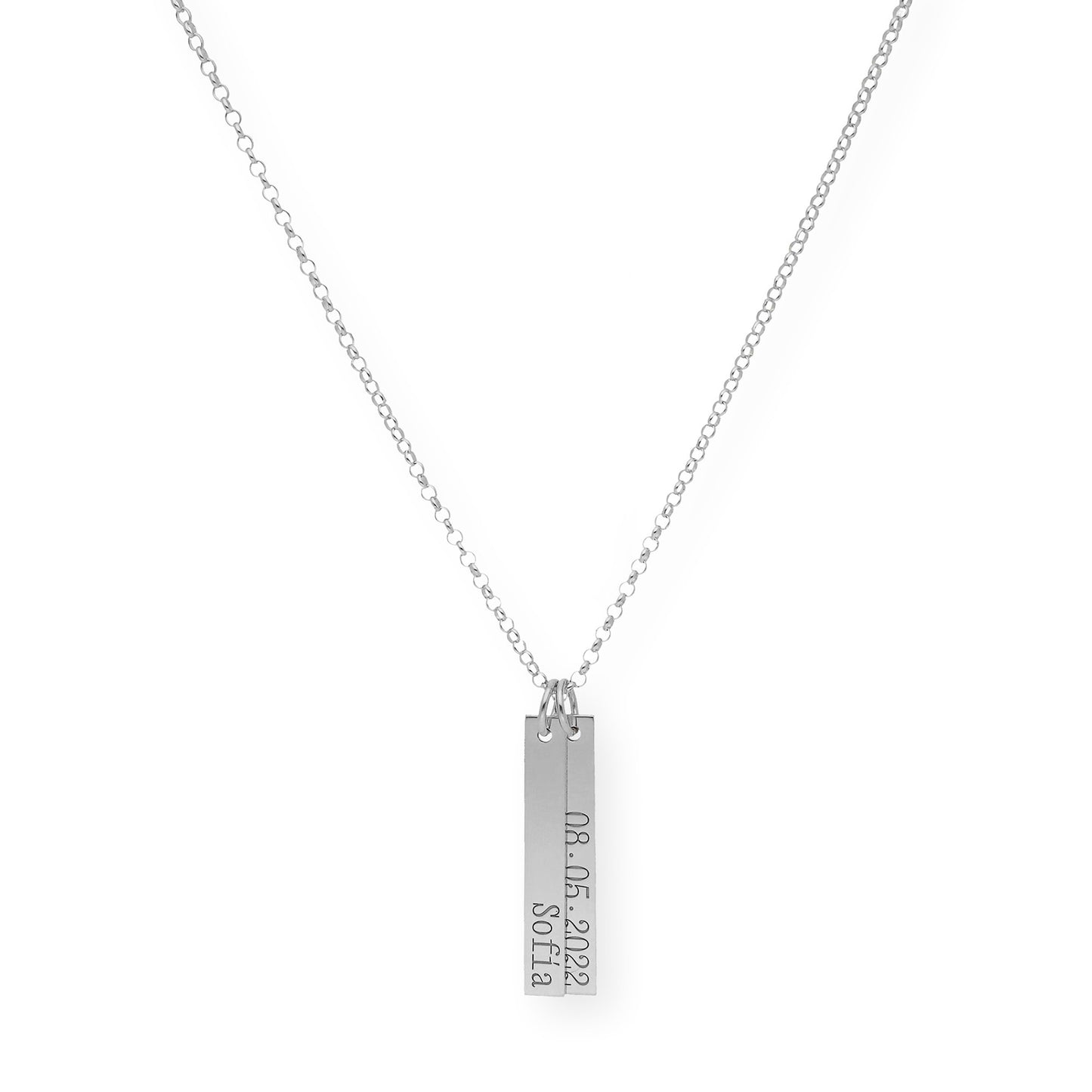 Colgante Ellen Placas Personalizables en Plata 925 con Baño de Oro 18k