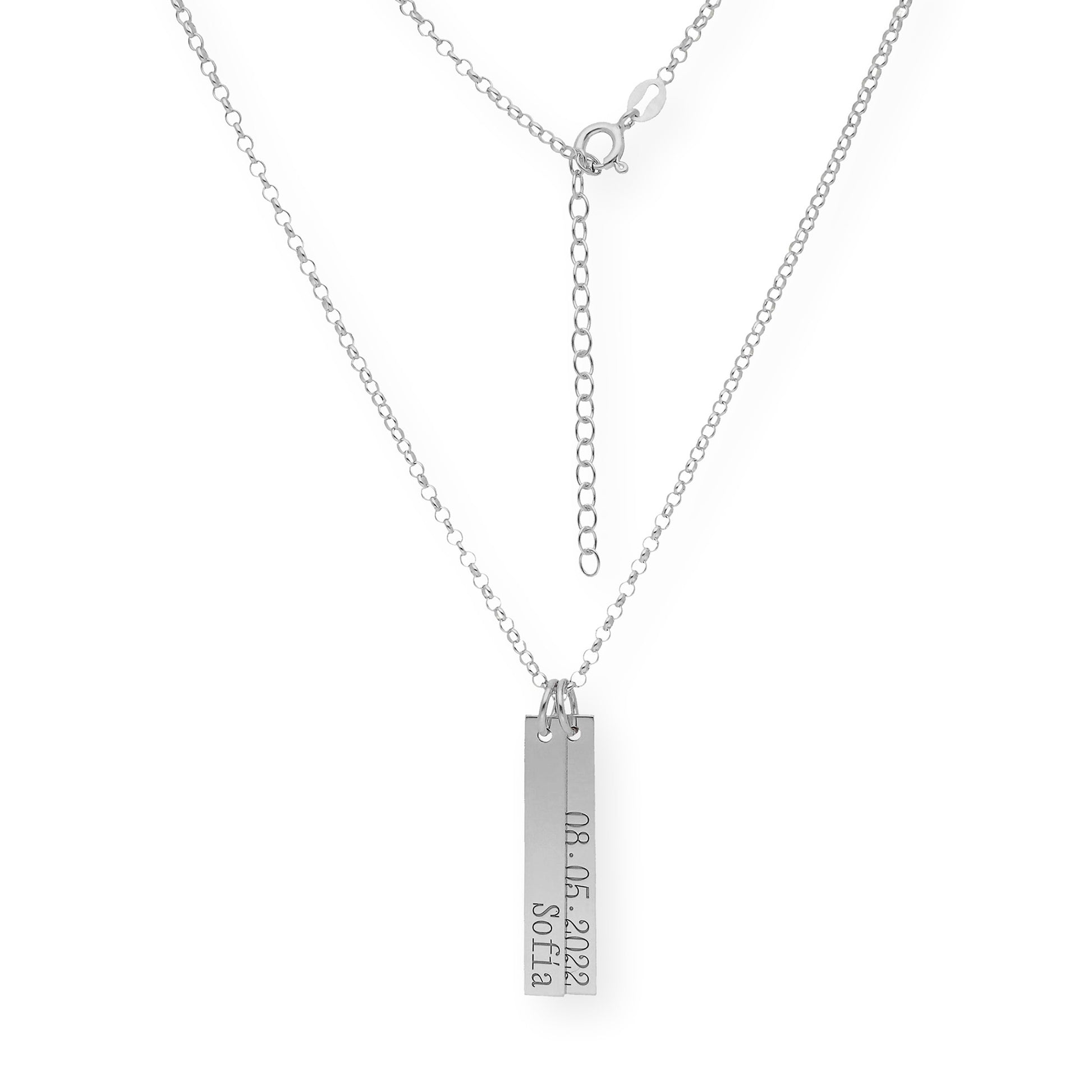 Colgante Ellen Placas Personalizables en Plata 925 con Baño de Oro 18k