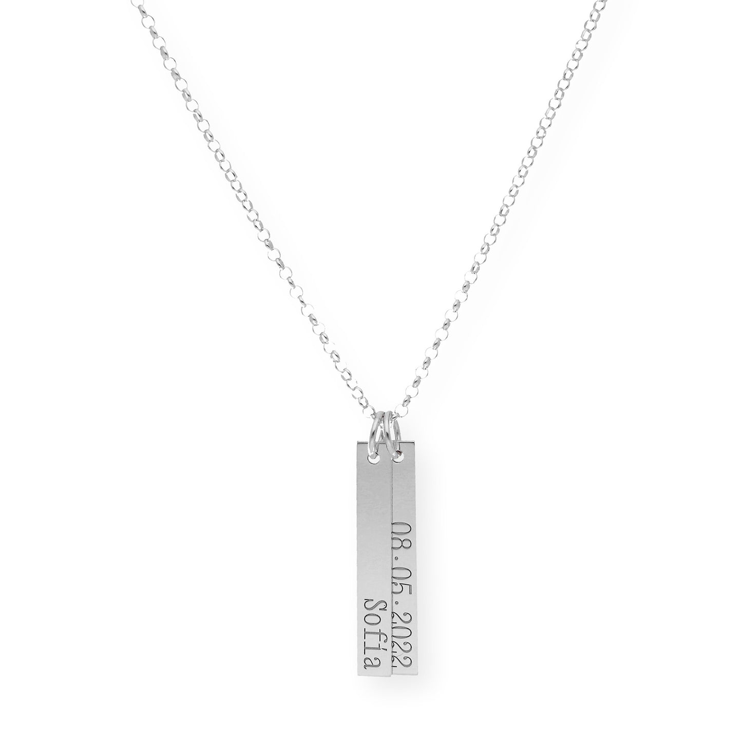 Colgante Ellen Placas Personalizables en Plata 925 con Baño de Oro 18k
