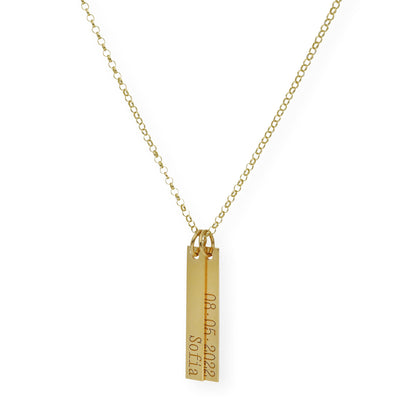 Colgante Ellen Placas Personalizables en Plata 925 con Baño de Oro 18k