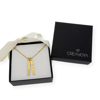 Colgante Ellen Placas Personalizables en Plata 925 con Baño de Oro 18k