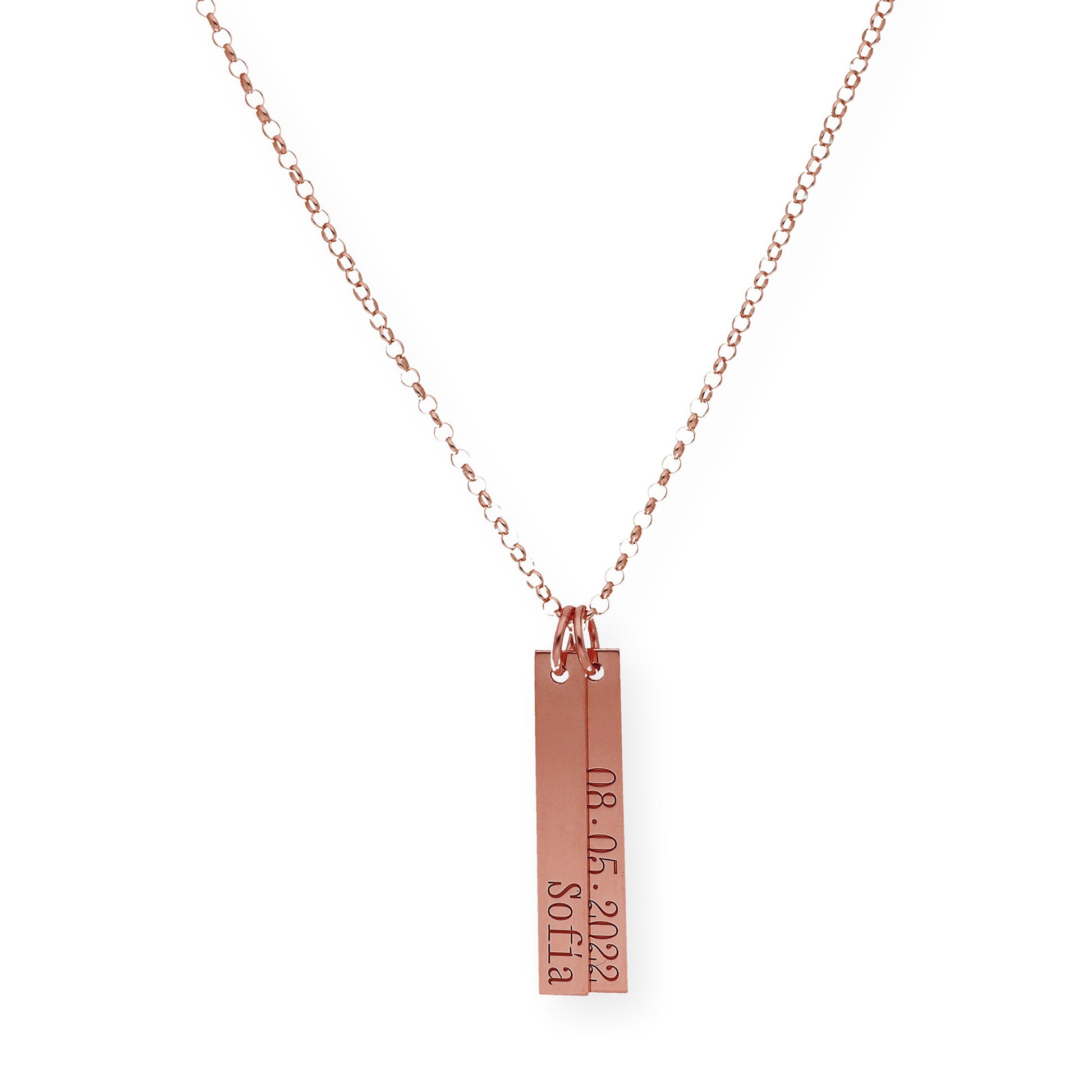 Colgante Ellen Placas Personalizables en Plata 925 con Baño de Oro 18k