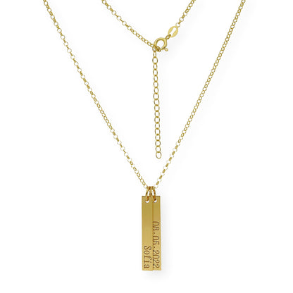 Colgante Ellen Placas Personalizables en Plata 925 con Baño de Oro Rosa 18k