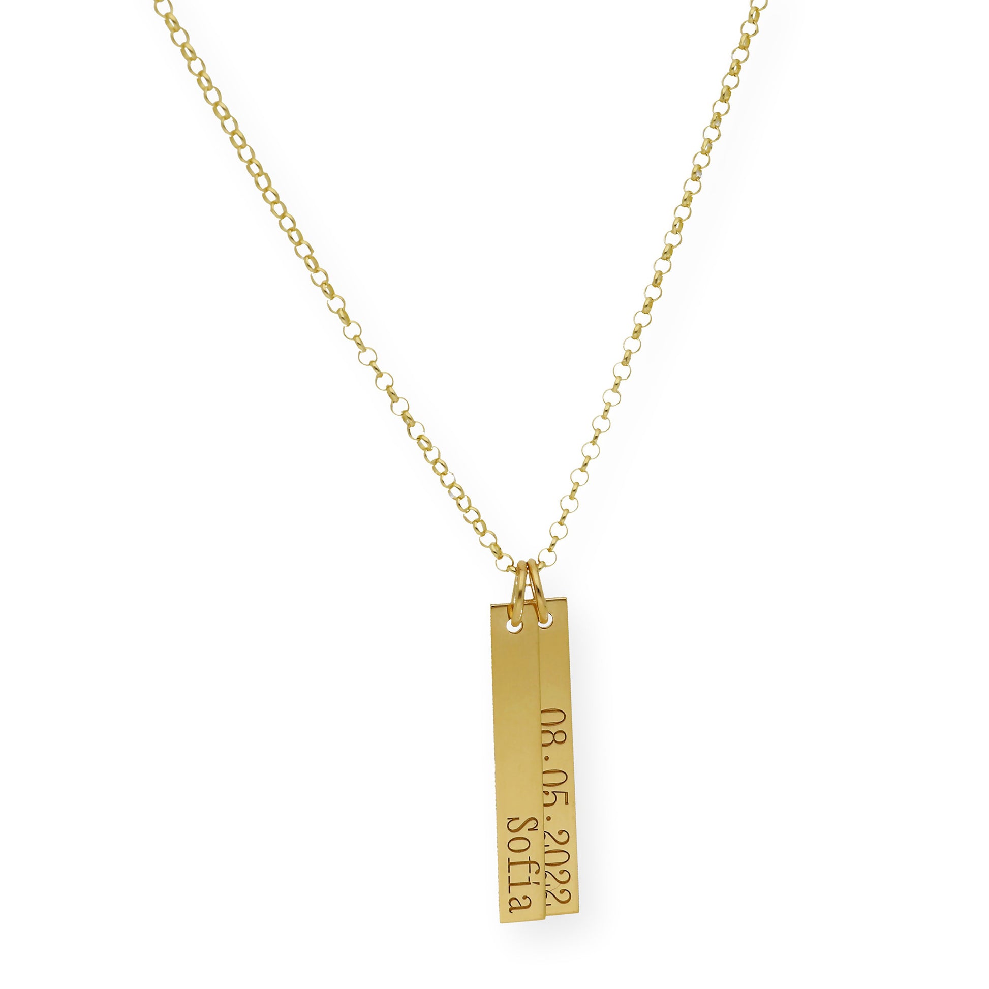 Colgante Ellen Placas Personalizables en Plata 925 con Baño de Oro Rosa 18k