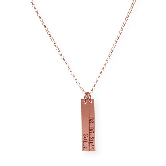 Colgante Ellen Placas Personalizables en Plata 925 con Baño de Oro Rosa 18k