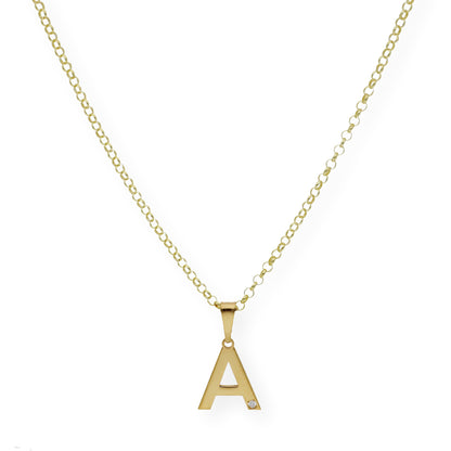 Colgante Inicial con Diamante en Plata 925 y Baño de Oro 18k