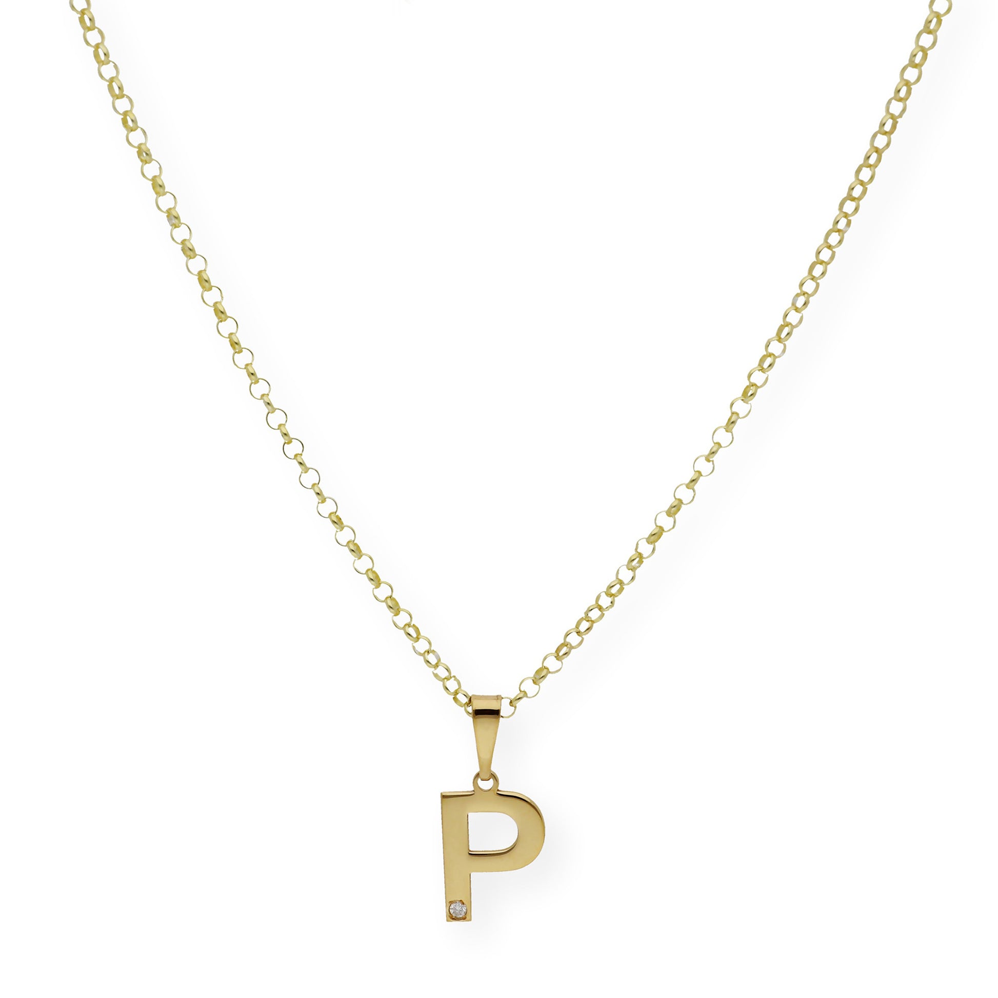 Colgante Inicial con Diamante en Plata 925 y Baño de Oro 18k