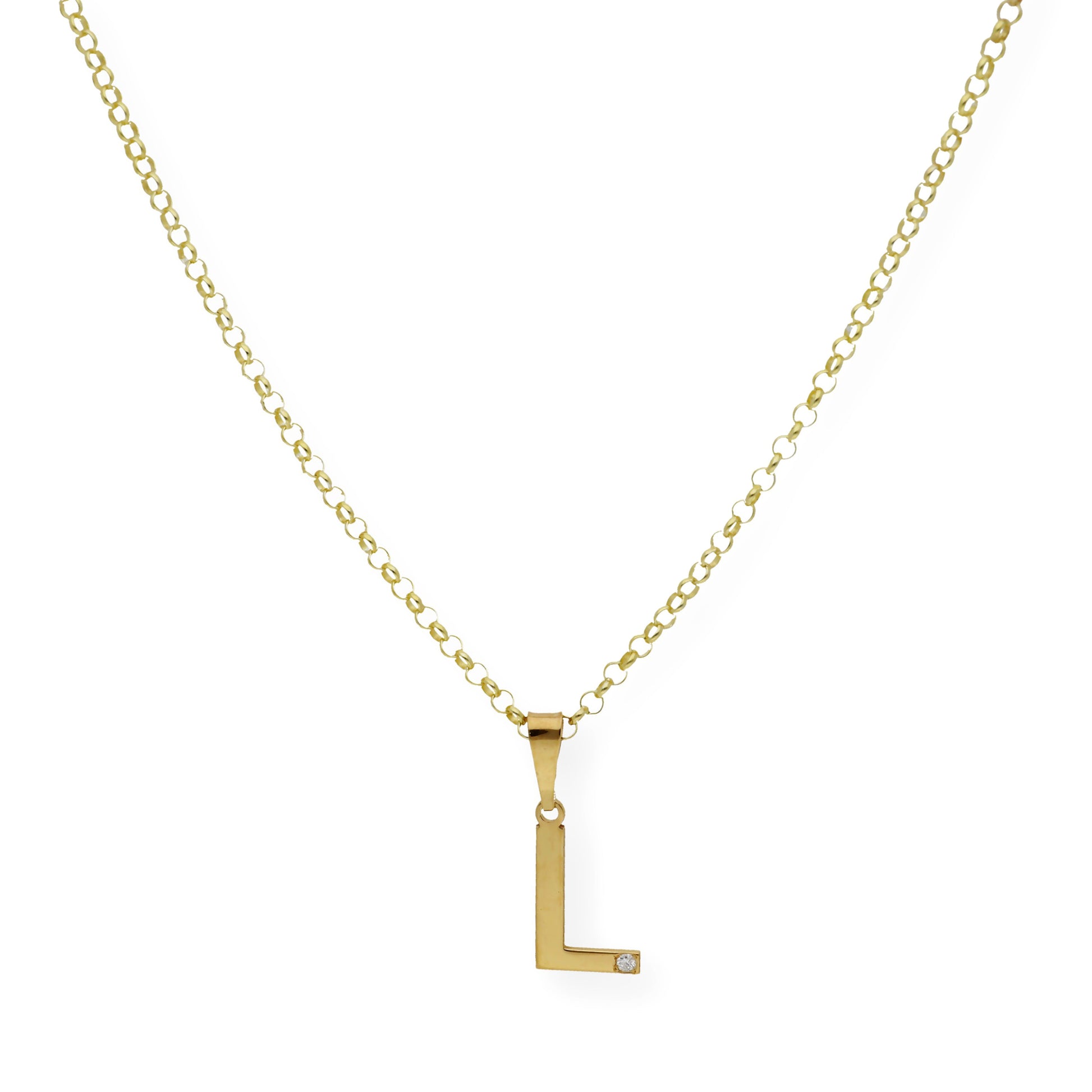 Colgante Inicial con Diamante en Plata 925 y Baño de Oro 18k