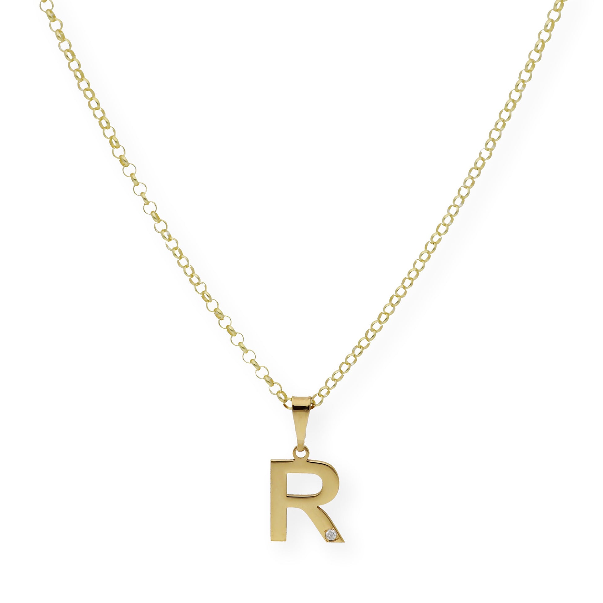 Colgante Inicial con Diamante en Plata 925 y Baño de Oro 18k