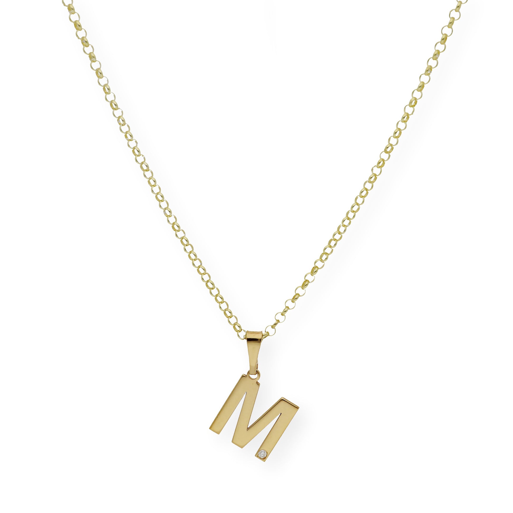 Colgante Inicial con Diamante en Plata 925 y Baño de Oro 18k