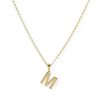 Colgante Inicial con Diamante en Plata 925 y Baño de Oro 18k