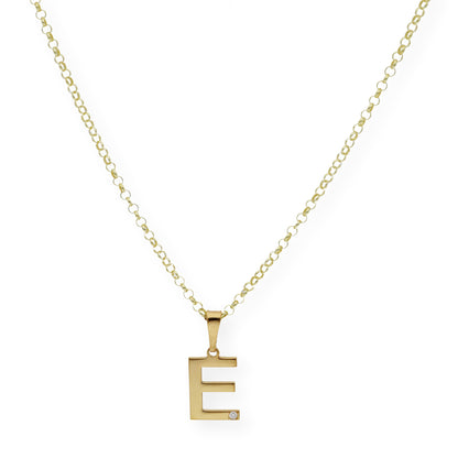 Colgante Inicial con Diamante en Plata 925 y Baño de Oro Rosa 18k