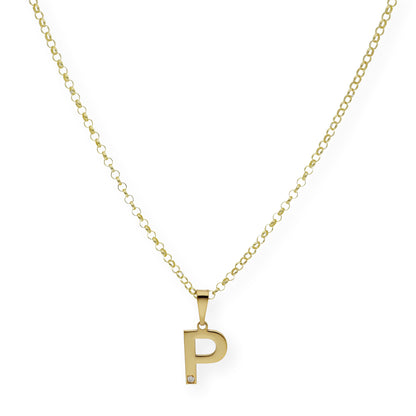 Colgante Inicial con Diamante en Plata 925 y Baño de Oro Rosa 18k