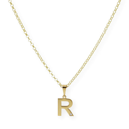 Colgante Inicial con Diamante en Plata 925 y Baño de Oro Rosa 18k