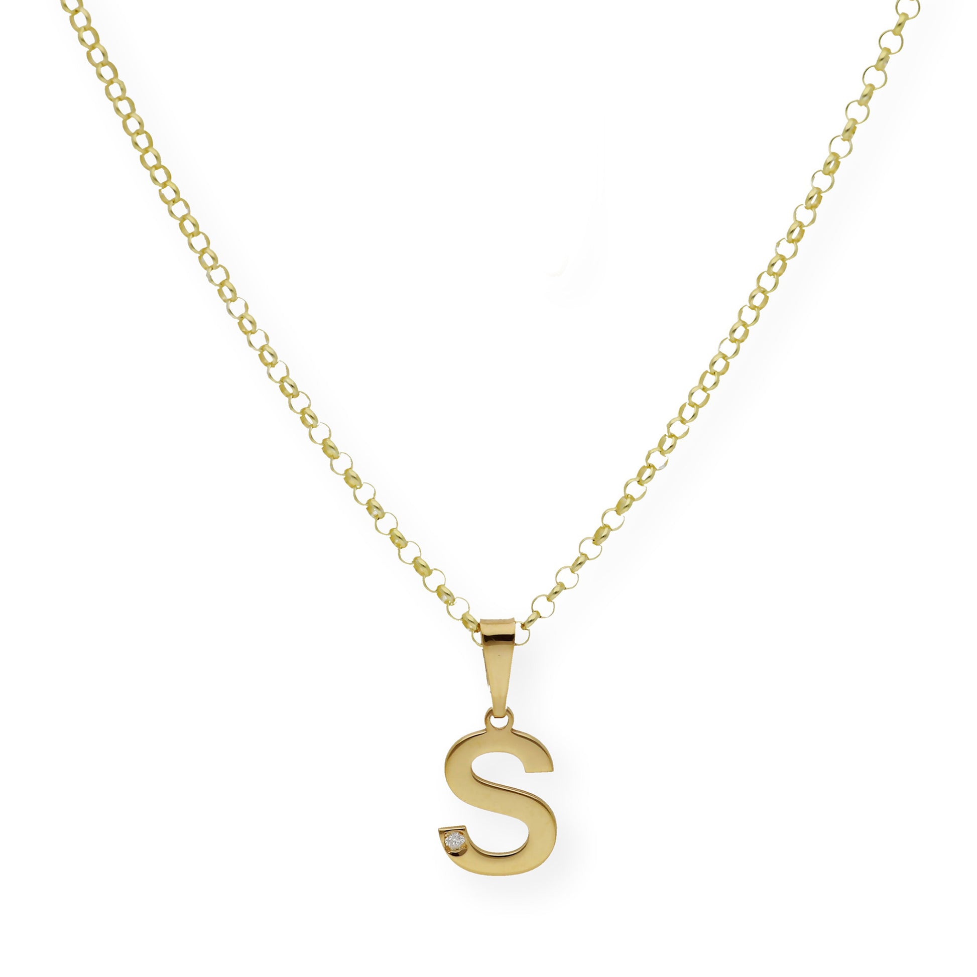 Colgante Inicial con Diamante en Plata 925 y Baño de Oro Rosa 18k