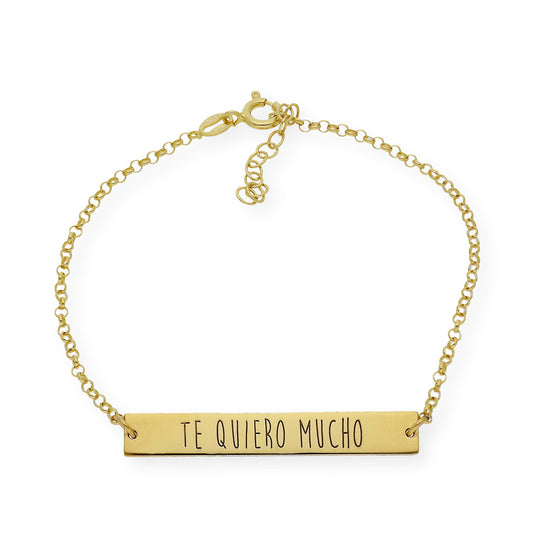 Pulsera Frase Xenia en Plata 925 con Baño de Oro 18k