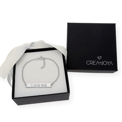 Pulsera Frase Xenia en Plata 925 con Baño de Oro Rosa 18k